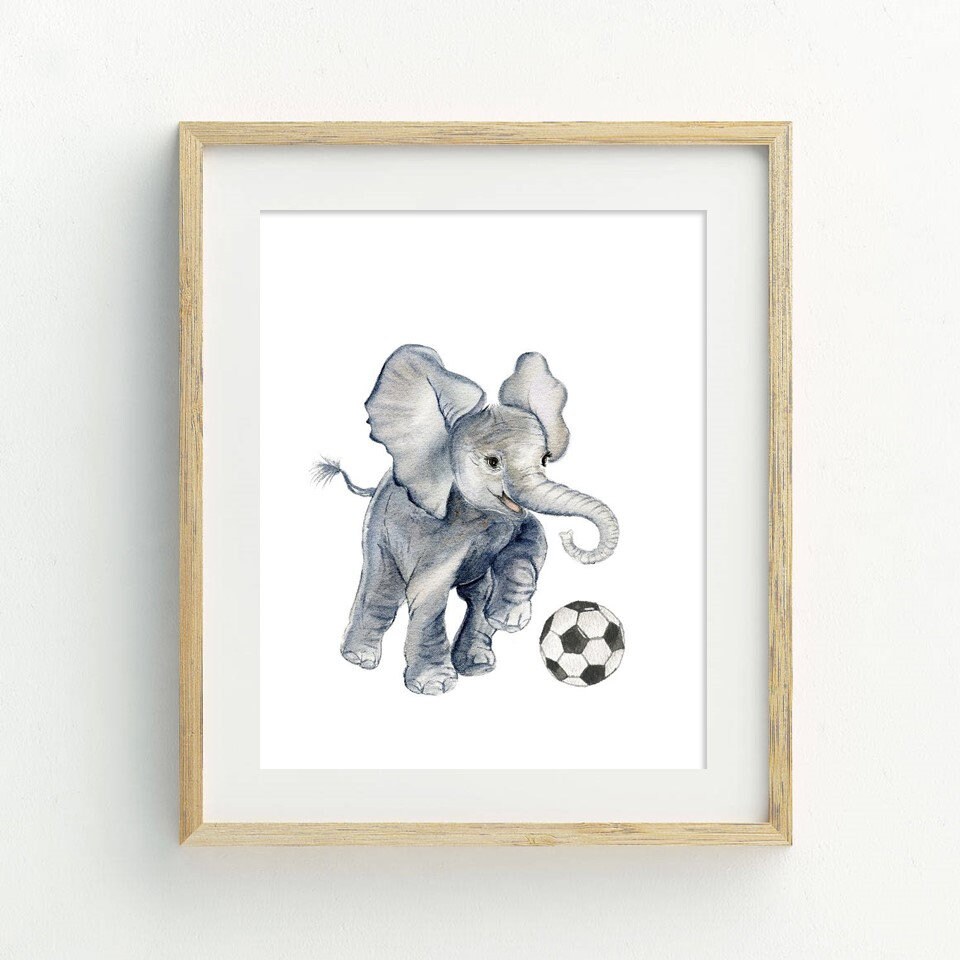 Baby Elephant Watercolor PRINTABLE Nursery Decor Elephant Playing ...