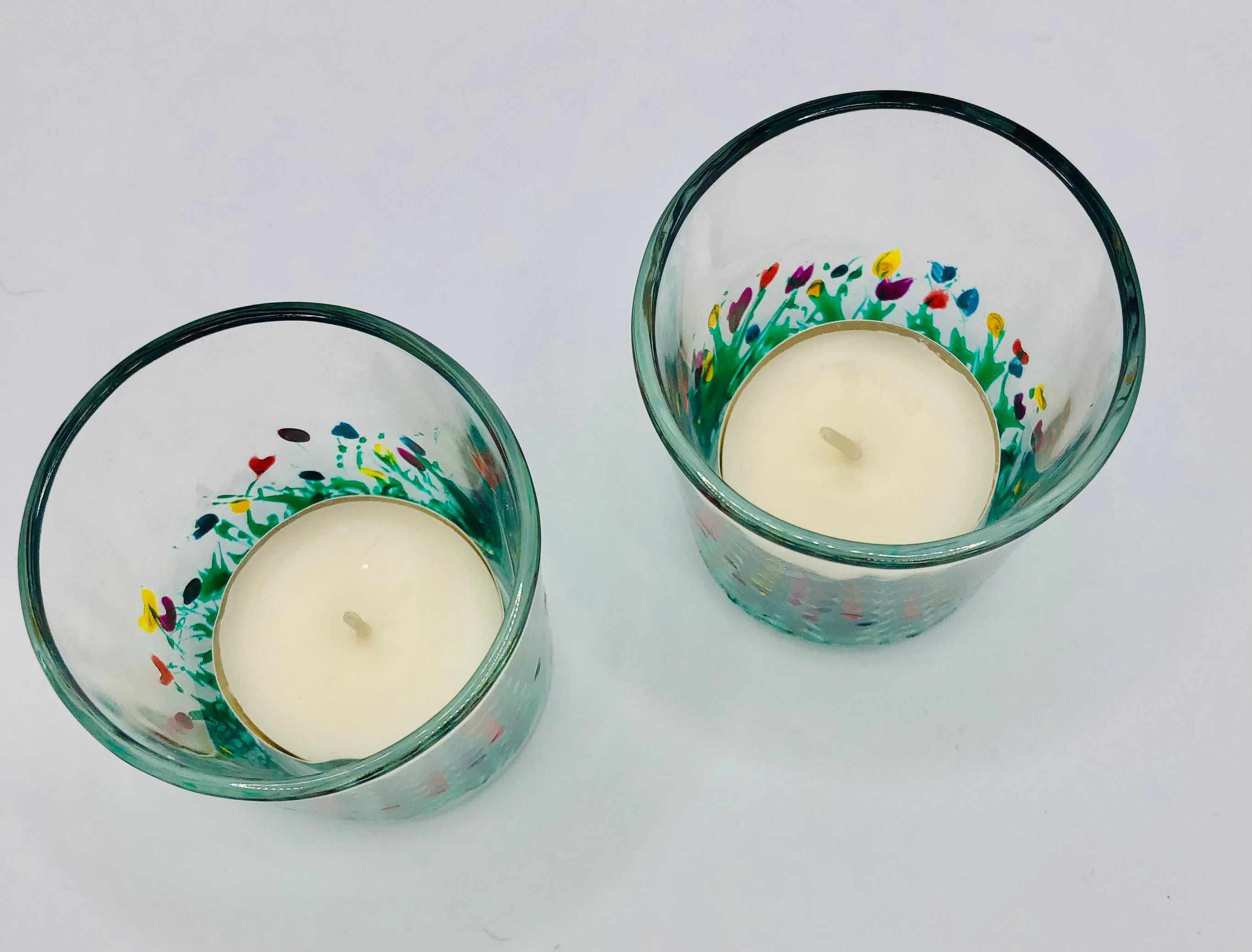 Tealight Holders Hand Painted Glass Tealight Holders Etsy UK