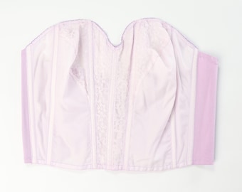 C1950s vintage Moonlight by Kestos longline bustier bra, repurposed hand dyed lilac lingerie. Label 40C