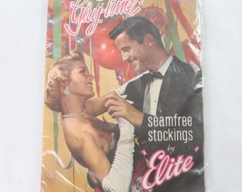 C1950s/ 1960s Vintage Gay-time by ELITE seamfree stocking in packaging - American Tan 8.5-9