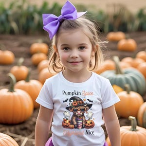 Kids Tee, Pumpkin Spice & Highland Nice Cow Shirt, Halloween Children&#39;s T-Shirt, Cute Fall Animal Top, Fun Youth Clothing, Toddler Tee,