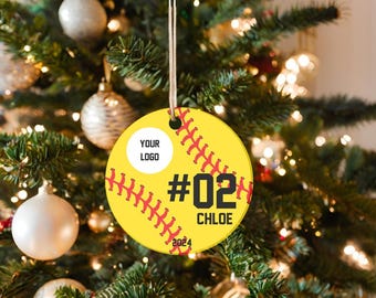 Personalisierte Softball Ornament, Team Logo, Nummer, Name - Weihnachtsgeschenk