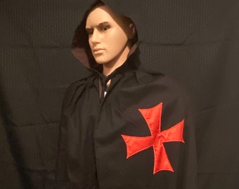 Reversible Knights Templar Companion/Sergeant at Arms (CAA/SAA) Cloak with hood (Manikin not included)
