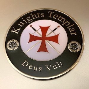 Emblema de auto del Caballero Templario (metálico) con reverso adhesivo imagen 1