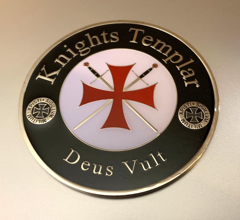 Emblema de auto del Caballero Templario (metálico) con reverso adhesivo imagen 1