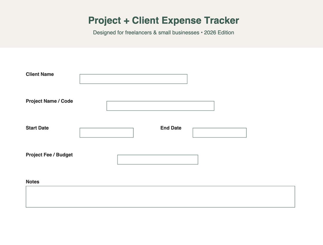 Project + Client Expense Tracker – 2026 Minimalist Biophilic Edition - Etsy