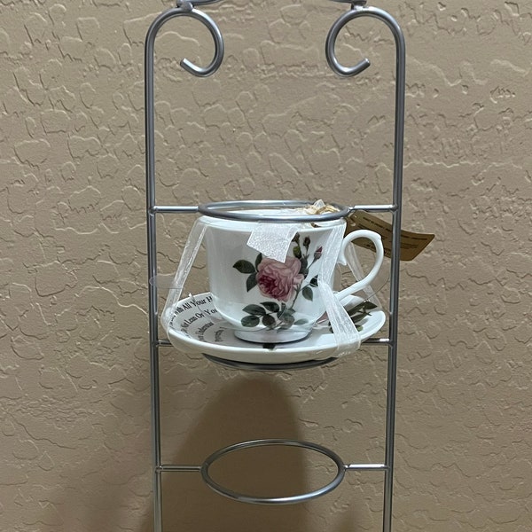 Metal Teacup Tier Display Stand Tea Cup Rack 4-Tiers silver