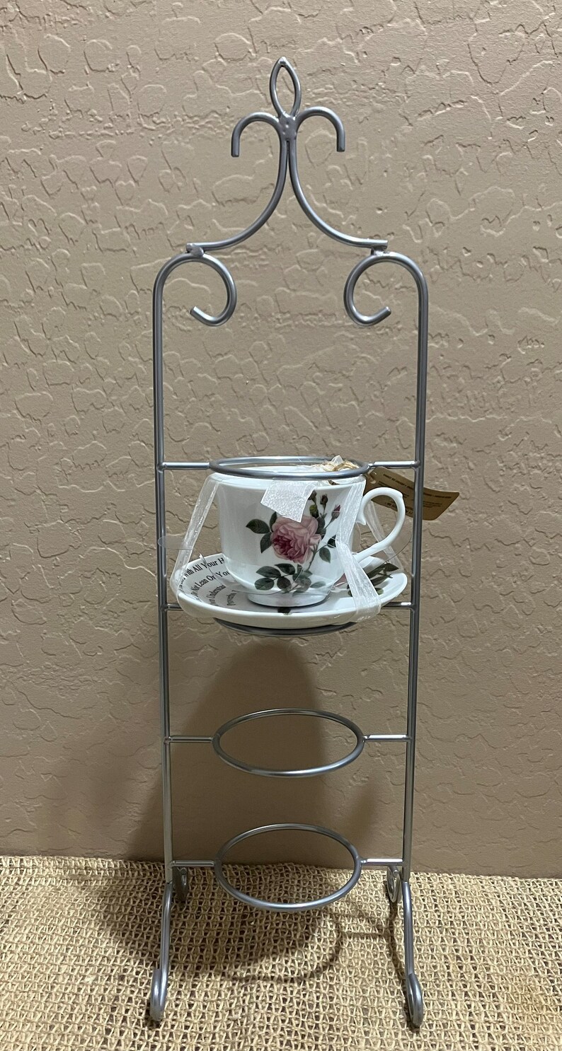 Metal Teacup Tier Display Stand Tea Cup Rack 4tiers Silver Etsy