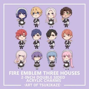 ON-HAND - Fire Emblem Drei Häuser Maid/Butler Thema Charms Acrylanhänger