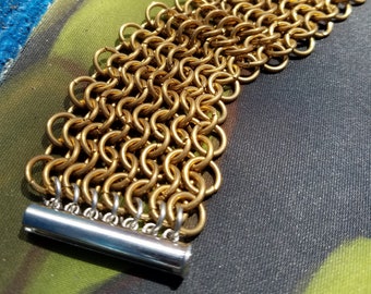 Wide Chainmail Cuff Bracelet