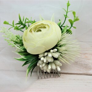 Floral Wedding Hair Comb: Greenery Eucalyptus, White Flower