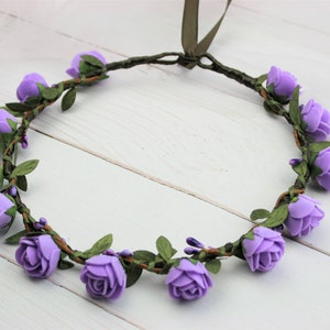 Purple Rose Flower Crown: First Communion, Flower Girl