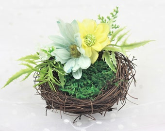 Rustic Flower Nest Ring Pillow: Willow Wedding Ring Box