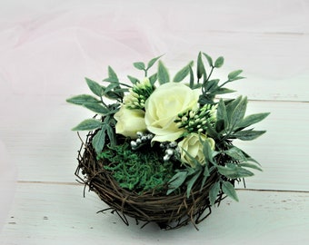 Rustic Flower Nest Ring Box: Willow Branch Wedding Ring Holder