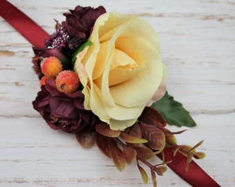 Bridal Wrist Corsage: Faux Rose & Ribbon Bridesmaid Accessory