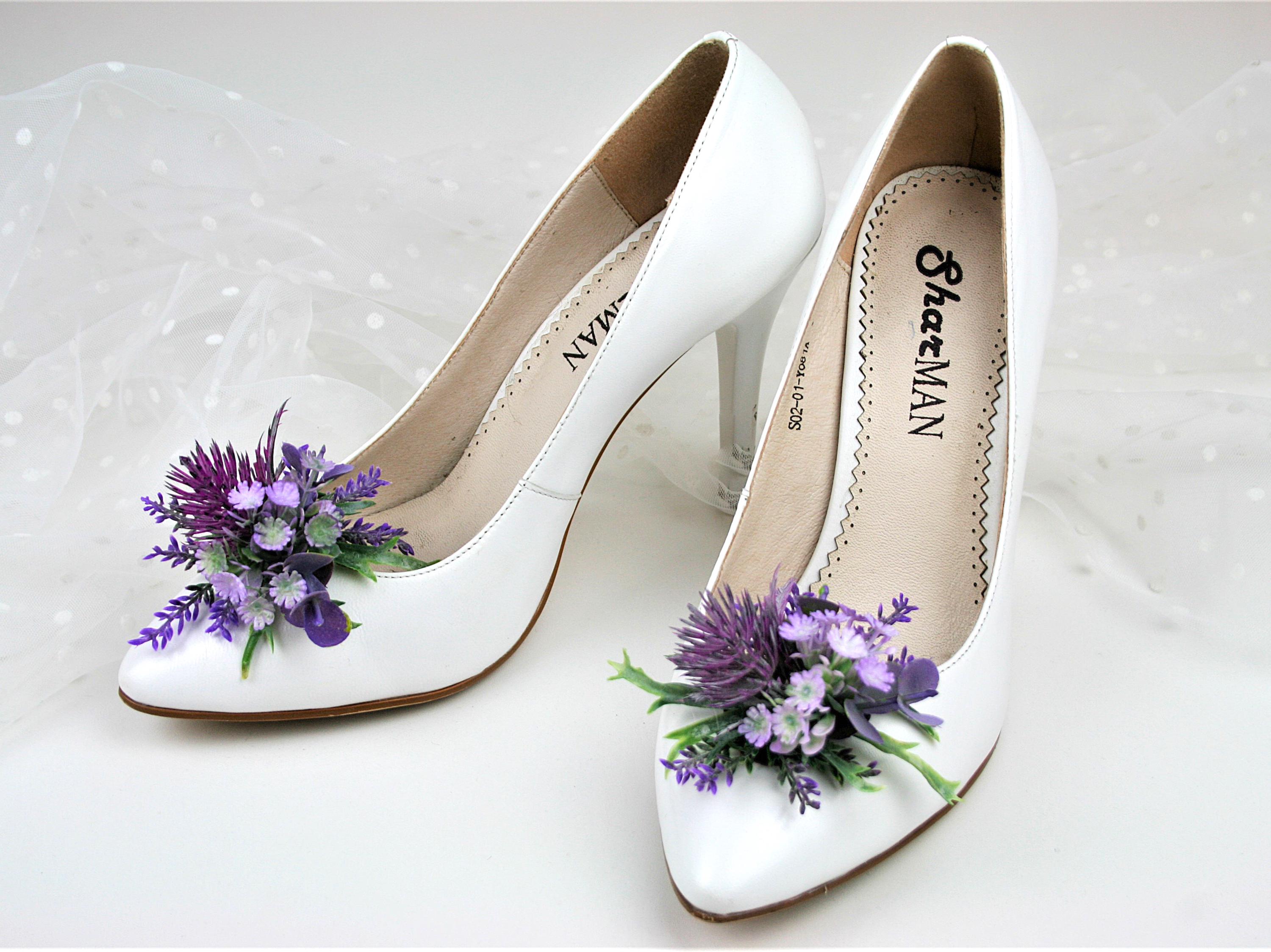 Lavender Floral Shoe Clips: Bridal Wedding Shoe Decoration image 4