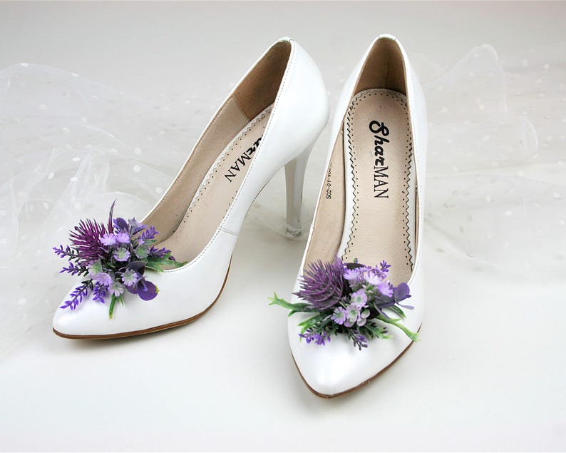 Lavender Floral Shoe Clips: Bridal Wedding Shoe Decoration image 3