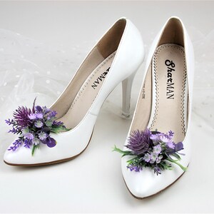 Lavender Floral Shoe Clips: Bridal Wedding Shoe Decoration image 2