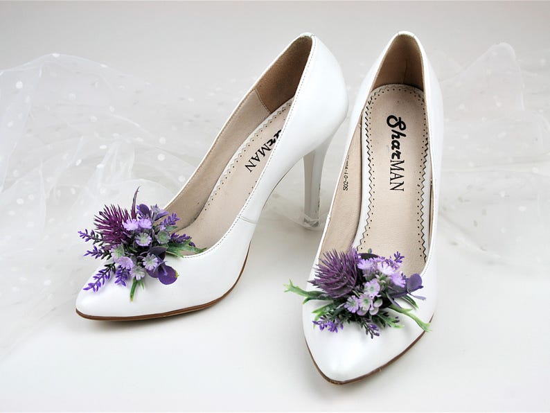 Lavender Floral Shoe Clips: Bridal Wedding Shoe Decoration image 2