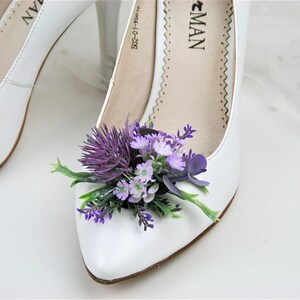 Lavender Floral Shoe Clips: Bridal Wedding Shoe Decoration image 5