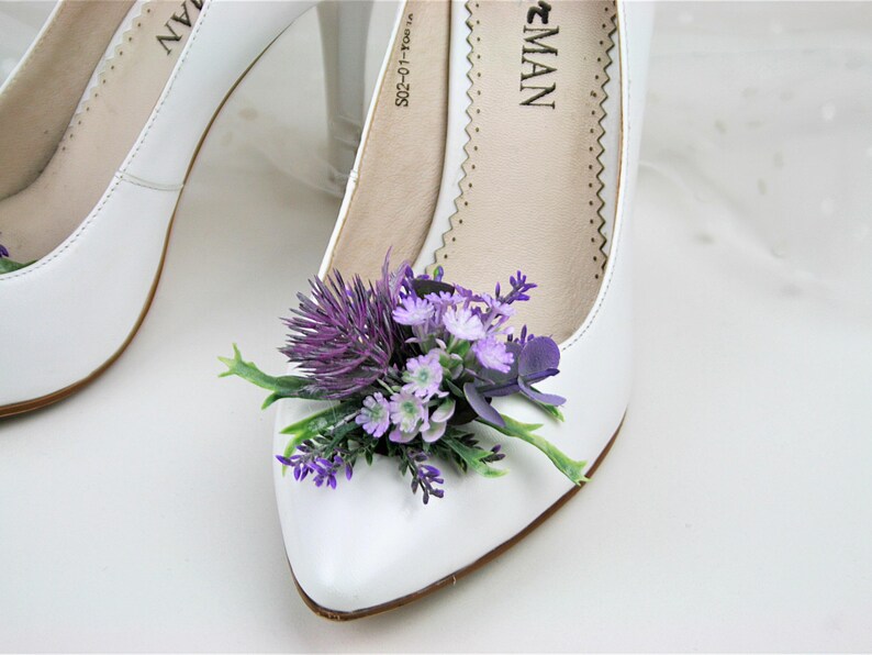 Lavender Floral Shoe Clips: Bridal Wedding Shoe Decoration image 5