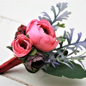 Pink Rose Wedding Boutonniere: Groom & Groomsmen Buttonhole