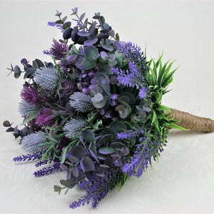 Eucalyptus bouquet Lavender bouquet Thistle bouquet Boho wedding bouquet set Purple bouquet Mauve bouquet Flower girl bouquet Bride bouquet