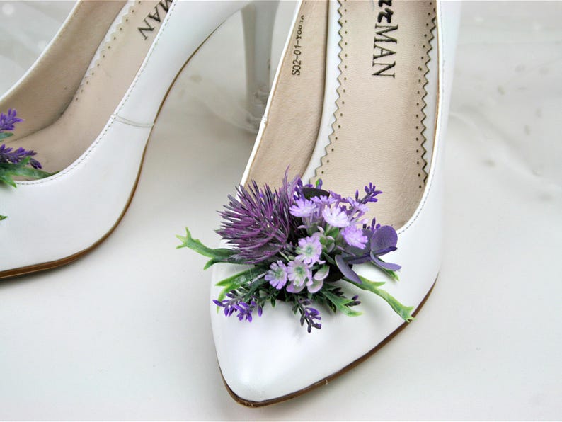 Lavender Floral Shoe Clips: Bridal Wedding Shoe Decoration image 6