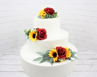 Sunflower cake topper Floral wedding cake topper Boho wedding cake flowers Floral cake topper Rose cake hoop Rustic cake topper flowers