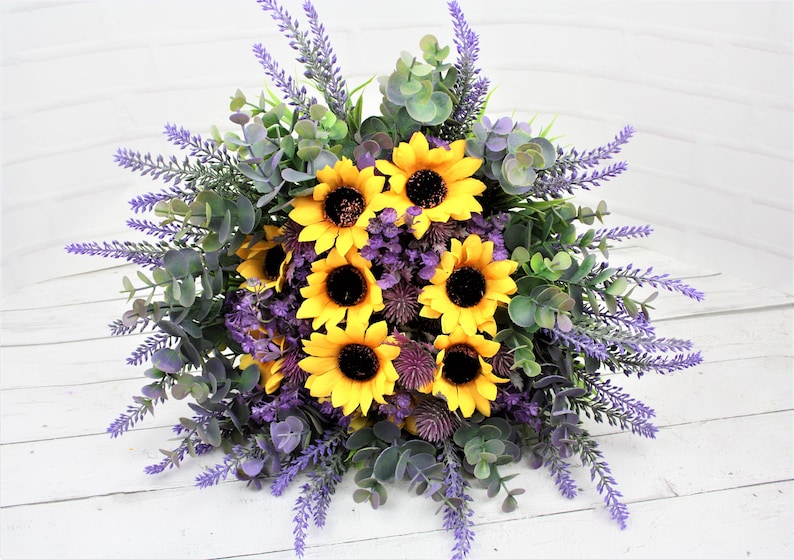 Sunflower Bouquet Eucalyptus Bouquet Lavender Bouquet Thistle Etsy