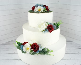 Rustic Wedding Cake Topper: Handmade Rose, Hydrangea & Eucalyptus Floral Decor