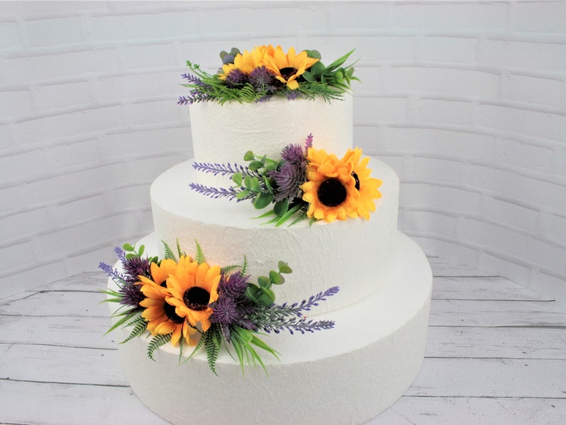 Sunflower cake topper Floral wedding cake topper Boho wedding cake flowers Floral cake topper Succulent cake hoop Rustic cake topper flowers set 3 piece