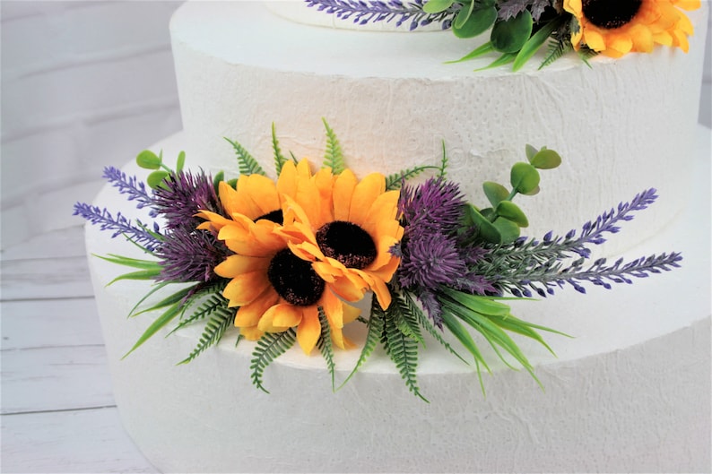 Sunflower cake topper Floral wedding cake topper Boho wedding cake flowers Floral cake topper Succulent cake hoop Rustic cake topper flowers image 3