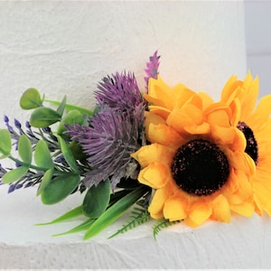 Sunflower cake topper Floral wedding cake topper Boho wedding cake flowers Floral cake topper Succulent cake hoop Rustic cake topper flowers image 4