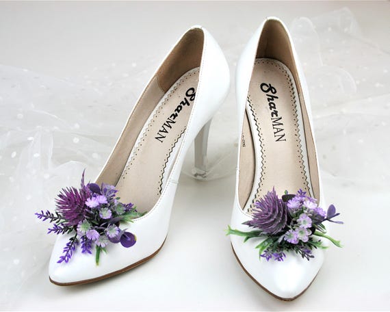 Lavender Floral Shoe Clips: Bridal Wedding Shoe Decoration