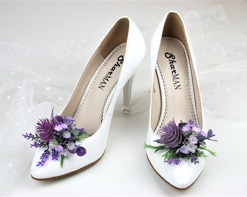Lavender Floral Shoe Clips: Bridal Wedding Shoe Decoration image 1