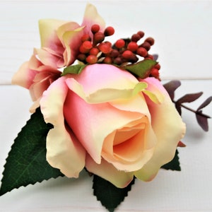Wedding Boutonniere: Pink Rose, Rustic Groom Buttonhole