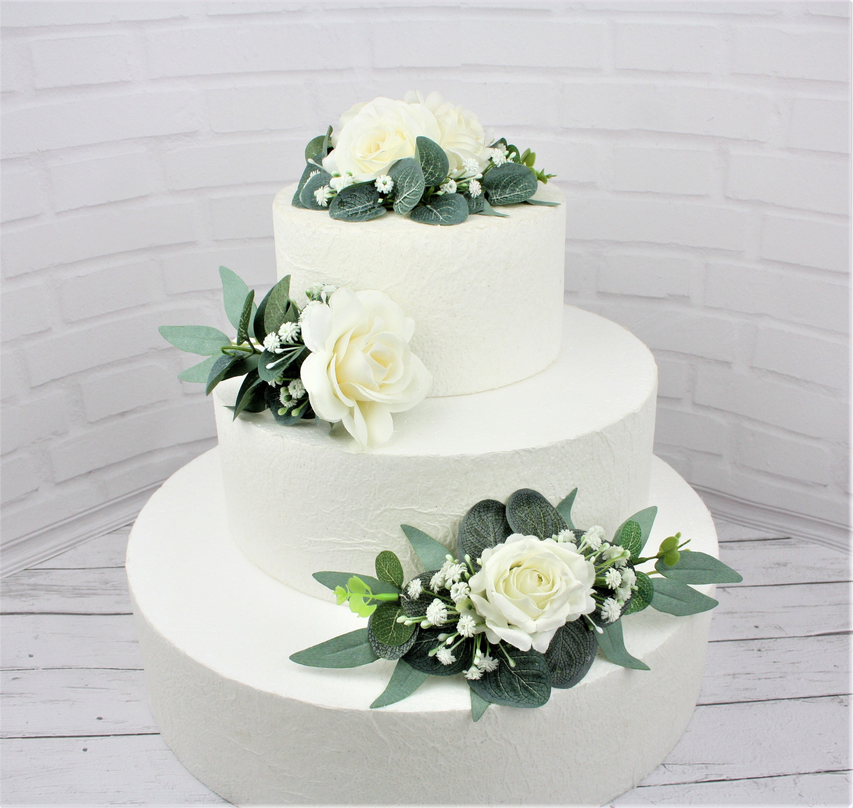 Fleurs en or blanc feuilles pour gâteaux de mariage comestible fondant  gomme pâte gâteau topper doux nouvelles créations succulent rose rustique  thème vintage -  France