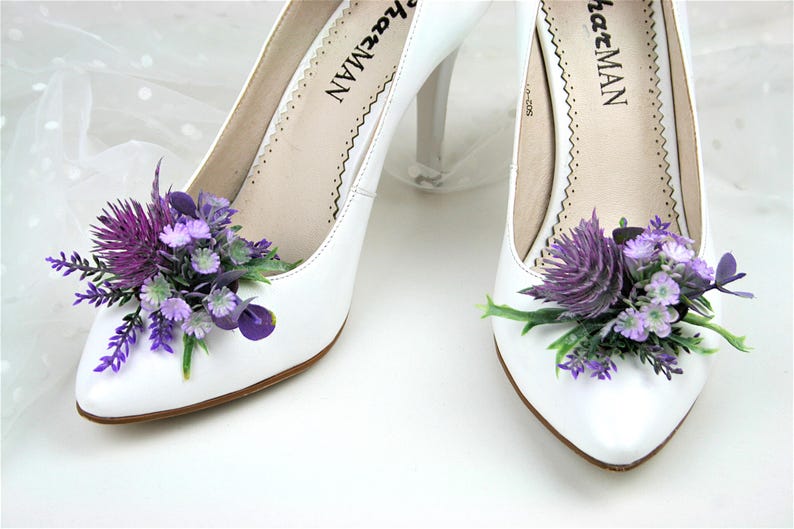 Lavender Floral Shoe Clips: Bridal Wedding Shoe Decoration image 7