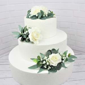 Weiße Rose Torten topper Florale Hochzeit Torten topper Hochzeit Torten blumen Cake Topper Geburtstag Blush Cake Topper Blumen Verlobte Torten topper