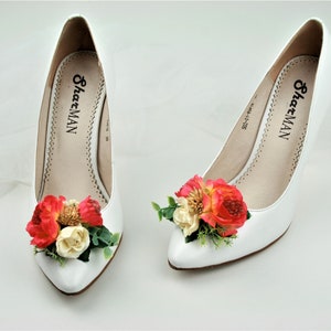 Orange & Elfenbein Floral Hochzeit Schuhclips: Braut Schuhschmuck
