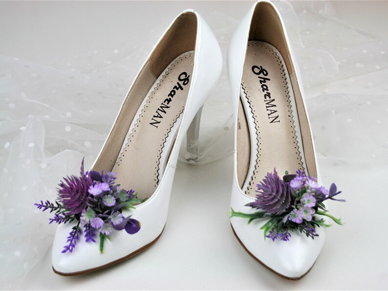 Lavender Floral Shoe Clips: Bridal Wedding Shoe Decoration image 9