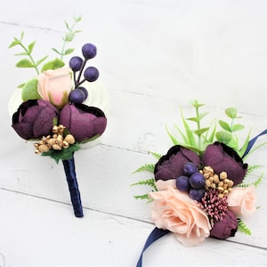 Handgefertigtes Blumen Anstecksträußchen & Boutonniere Set: Hochzeit Abschlussball Blumen
