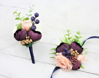 Handmade Floral Corsage & Boutonniere Set: Wedding Prom Flowers