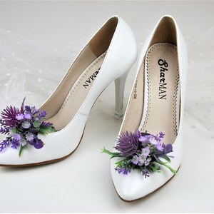 Lavender Floral Shoe Clips: Bridal Wedding Shoe Decoration image 8