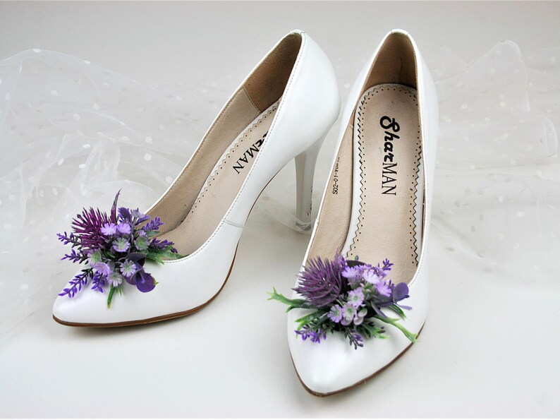 Lavender Floral Shoe Clips: Bridal Wedding Shoe Decoration image 8