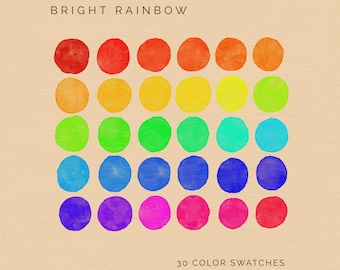 Bright Rainbow Color Palette: Procreate, Photoshop, Illustrator (Digital Download)