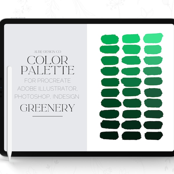 Greenery Procreate Color Palette - Shades of Green for Digital Art