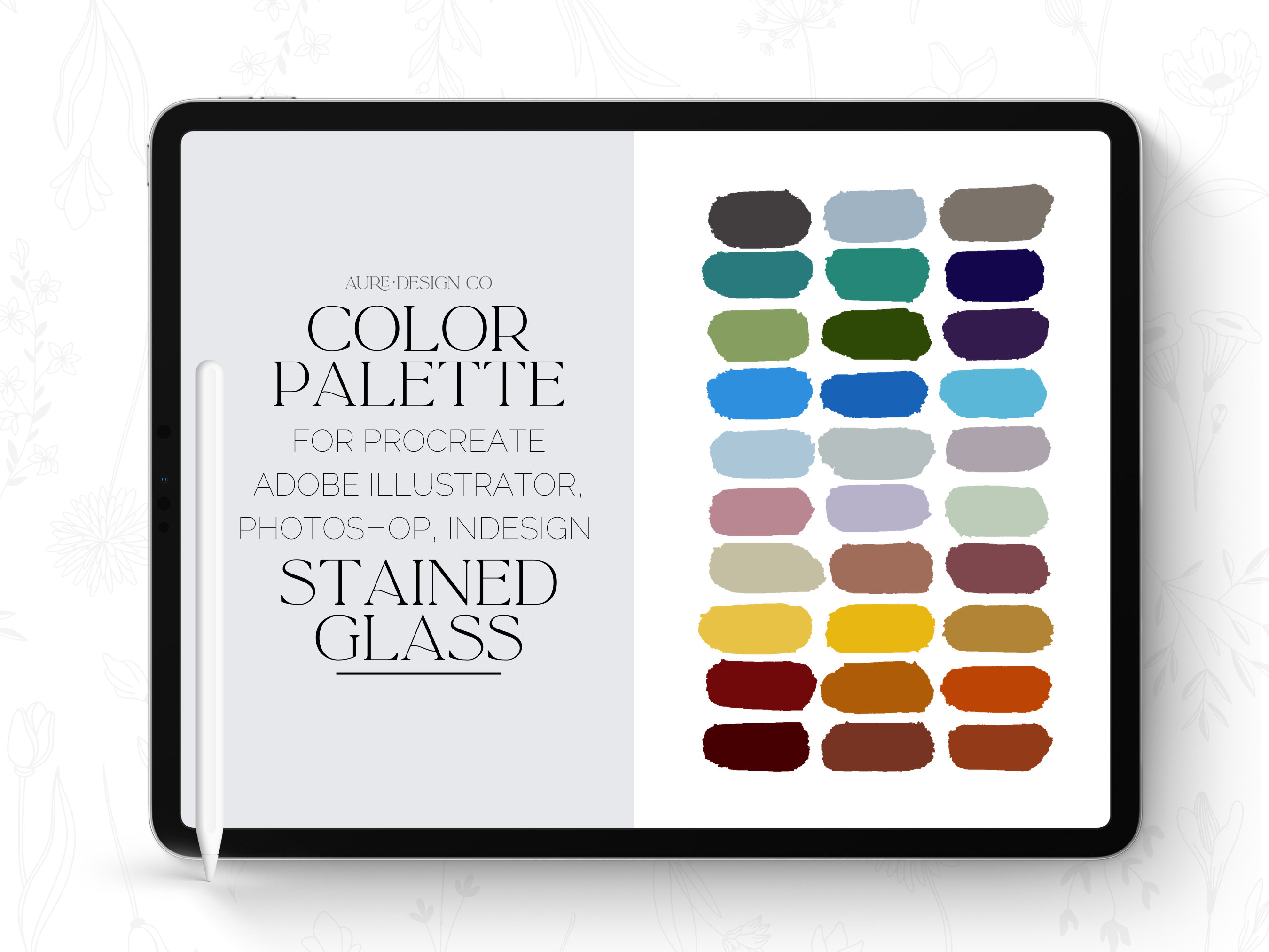 Stained Glass Color Palette for Procreate, Adobe Illustrator,