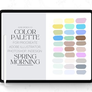 Paleta de cores Procreate - Primavera Manhã - Esquema de cores inspirado na Páscoa para Procreate - Ferramentas para designers de papelaria e letristas manuais